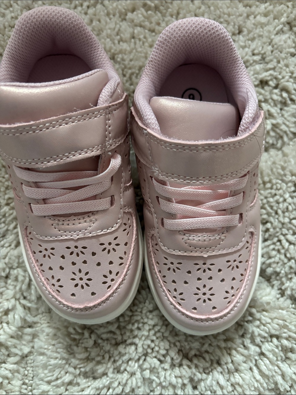 NWOT Toddler Pink Floral Perforated Velcro Sneakers Cat and Jack 9